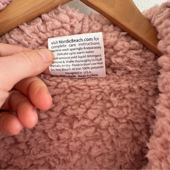 Nordic Beach Sherpa Fleece Wrap One Size Pink Blush - Picture 3 of 7